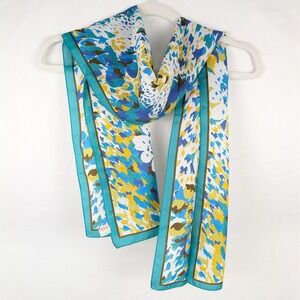 Vtg Y2K Italian Abstract Print Scarf Yellow Blue Green Retro 90s Indie Sleaze